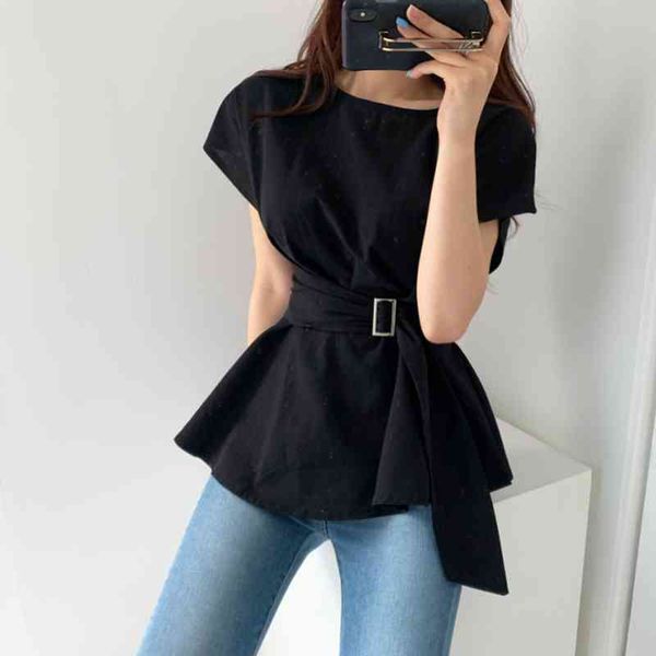 women's knits & tees pure cotton women blouse summer short sleeve elegant belt tunic ruffles ladies korean casual o neck tempe, White
women's knits & tees pure cotton women blouse summer short sleeve elegant belt tunic ruffles ladies korean casual o neck tempe, White