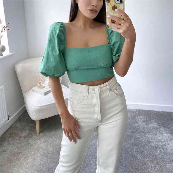 elegant women square collar lacing summer fashion ladies green puff sleeve short female backless beach 210515, White
elegant women square collar lacing summer fashion ladies green puff sleeve short female backless beach 210515, White