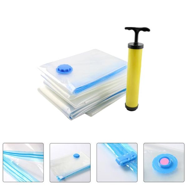 5pcs vacuum bags clothes bedding pouches storage bag with pump