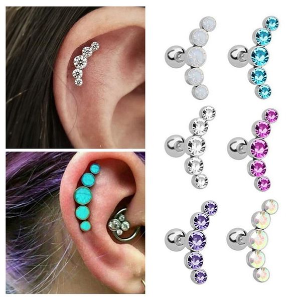 1 piece surgical steel cartilage helix tunnels tragus stud earrings for women ear nail piercing multicolor crystal body jewelry gifts, Silver
1 piece surgical steel cartilage helix tunnels tragus stud earrings for women ear nail piercing multicolor crystal body jewelry gifts, Silver