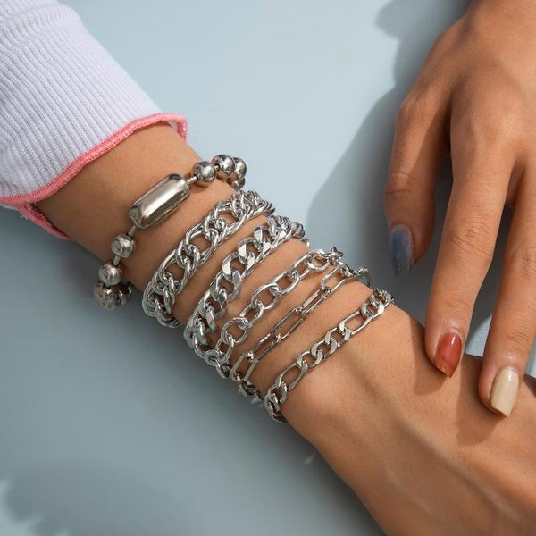link, chain punk hip hop link bracelets for women men silver color metal light weight multi layer curb cuban couple jewelry, Black
link, chain punk hip hop link bracelets for women men silver color metal light weight multi layer curb cuban couple jewelry, Black