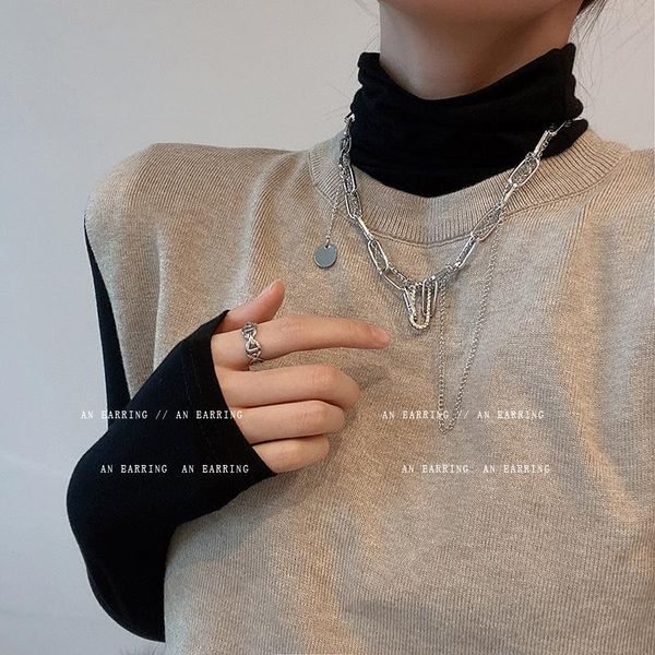 chains 2021 european and american retro exaggerated necklace ladies hip-hop long pendant temperament collarbone chain double, Silver
chains 2021 european and american retro exaggerated necklace ladies hip-hop long pendant temperament collarbone chain double, Silver