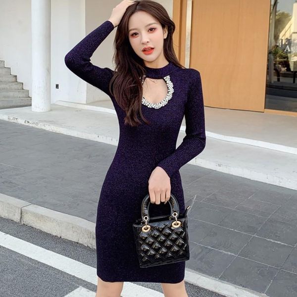 casual dresses fashion sweater dress elegant sweet o-neck pearl beaded long sleeve slim knitted bodycon mini vestidos, Black;gray
casual dresses fashion sweater dress elegant sweet o-neck pearl beaded long sleeve slim knitted bodycon mini vestidos, Black;gray