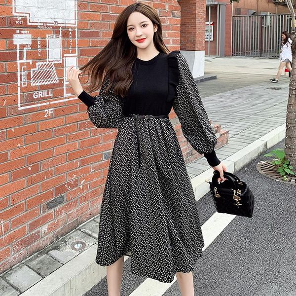 french style patchwork women one-piece dress korean spring vintage knitting floral print high waist dresses brown casual, Black;gray
french style patchwork women one-piece dress korean spring vintage knitting floral print high waist dresses brown casual, Black;gray