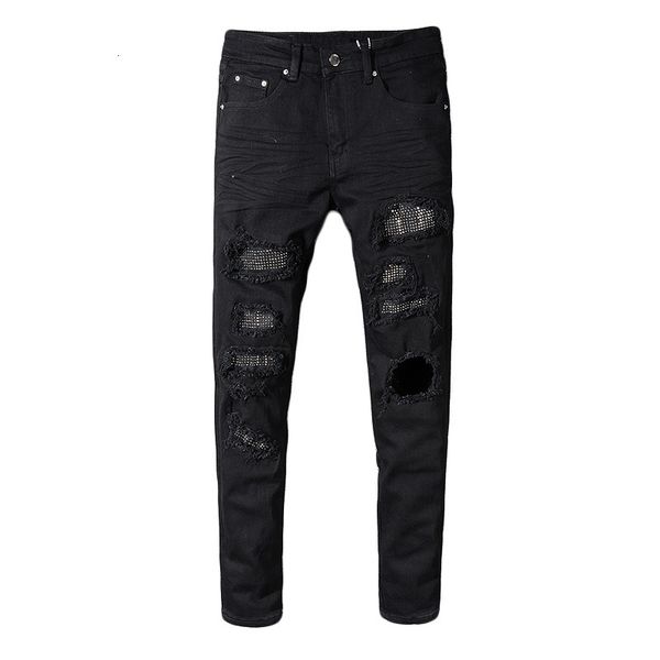 men's jeans slim skinny crystal patchwork ripped jeans fashion patch black stretch denim pants 1ht2, Blue
men's jeans slim skinny crystal patchwork ripped jeans fashion patch black stretch denim pants 1ht2, Blue