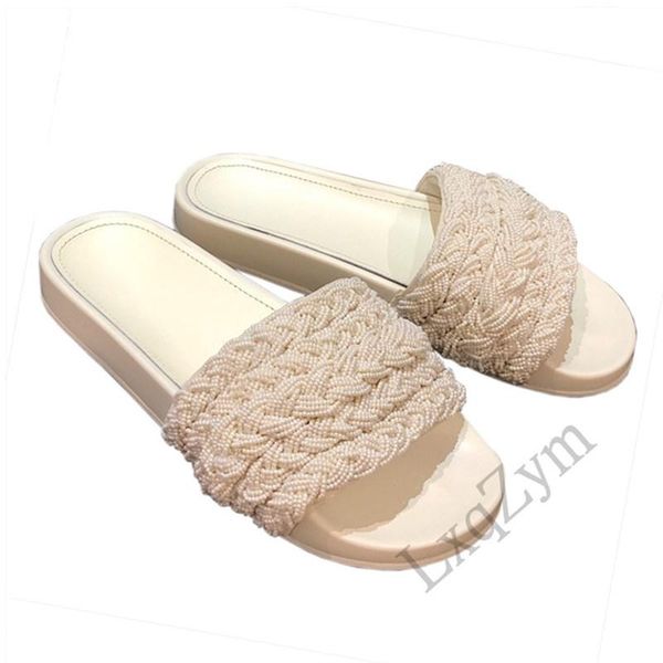 retro pearl chain flat bottom slippers for women summer brand design real leather sandals fashion slip-on female slides, Black
retro pearl chain flat bottom slippers for women summer brand design real leather sandals fashion slip-on female slides, Black