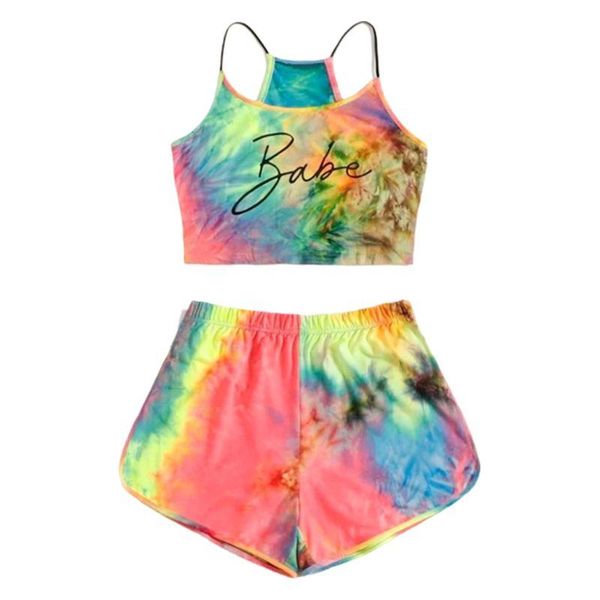 women's two piece pants women tie-dye letters 2 outfits set gradient neon rainbow cami crop dolphin shorts sports tracksuit streetwear, White
women's two piece pants women tie-dye letters 2 outfits set gradient neon rainbow cami crop dolphin shorts sports tracksuit streetwear, White