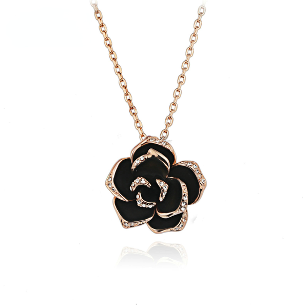 selling jewelry in europe and america, fashionable black rose pendant necklace, popular zircon plated real gold jewelry wholesale, Silver
selling jewelry in europe and america, fashionable black rose pendant necklace, popular zircon plated real gold jewelry wholesale, Silver