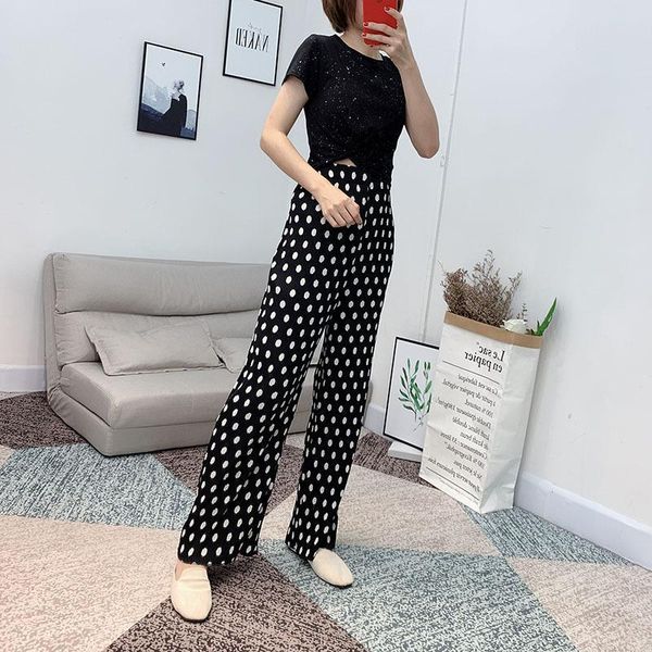 women's pants & capris zuolunouba summer women drape polka dot print harajuku pleated high waist elastic cool breathable wide leg trous, Black;white
women's pants & capris zuolunouba summer women drape polka dot print harajuku pleated high waist elastic cool breathable wide leg trous, Black;white