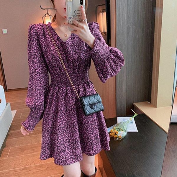 casual dresses fashion women floral puff sleeve v neck high waist elastic a-line ladies party dress vintage korean clothing, Black;gray
casual dresses fashion women floral puff sleeve v neck high waist elastic a-line ladies party dress vintage korean clothing, Black;gray