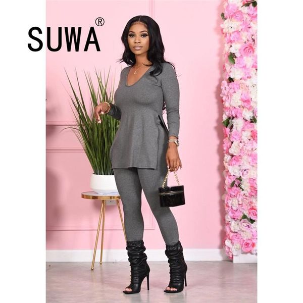 women's tracksuits recommend style solid color long sleeve pullover retro pants fashion classic women two piece set, Gray
women's tracksuits recommend style solid color long sleeve pullover retro pants fashion classic women two piece set, Gray