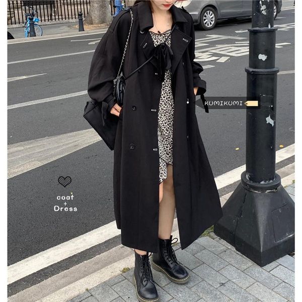 women's trench coats hepburn black windbreaker coat autumn long sleeve medium short knee overalls rac, Tan;black
women's trench coats hepburn black windbreaker coat autumn long sleeve medium short knee overalls rac, Tan;black