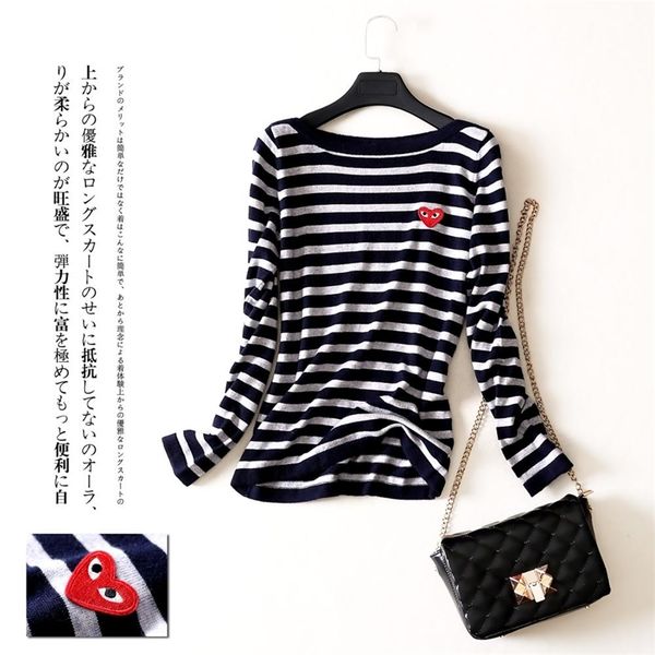 cashmere women stripes sweater spring and autumn long-sleeved slim embroidery peach heart sweater 210805, White;black
cashmere women stripes sweater spring and autumn long-sleeved slim embroidery peach heart sweater 210805, White;black