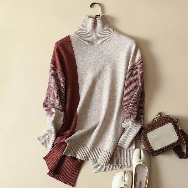 women's sweaters high neck long sleeve irregular splicing color fashion autumn winter 2021 loose pullover split sweater, White;black
women's sweaters high neck long sleeve irregular splicing color fashion autumn winter 2021 loose pullover split sweater, White;black