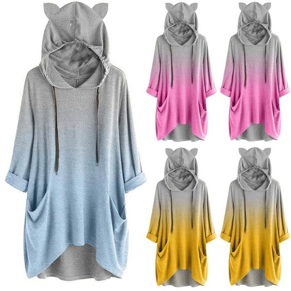 women's hoodies & sweatshirts women fashion gradient printing cat ear hooded sweatshirt long sleeve pullover female clothing moletom, Black
women's hoodies & sweatshirts women fashion gradient printing cat ear hooded sweatshirt long sleeve pullover female clothing moletom, Black