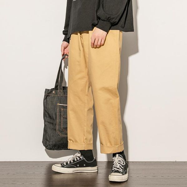 men's pants washed cotton straight men 2021 design loose baggy trousers male elastic waist letter print solid casual khaki, Black
men's pants washed cotton straight men 2021 design loose baggy trousers male elastic waist letter print solid casual khaki, Black
