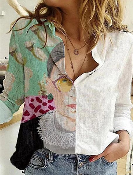 women's blouses & shirts fashion 2021 spring and autumn loose slub judge digital printing long sleeve shirt, White
women's blouses & shirts fashion 2021 spring and autumn loose slub judge digital printing long sleeve shirt, White
