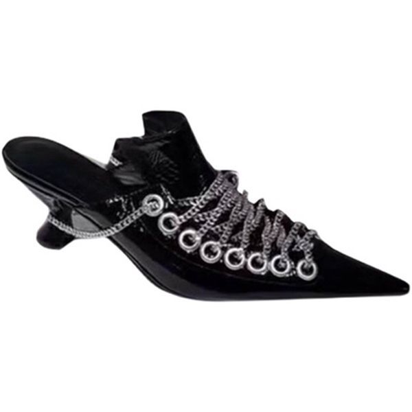 80% off shoes women's shoes summer niche new thick heel baotou european and pointed toe with metal chain personalized, Black
80% off shoes women's shoes summer niche new thick heel baotou european and pointed toe with metal chain personalized, Black