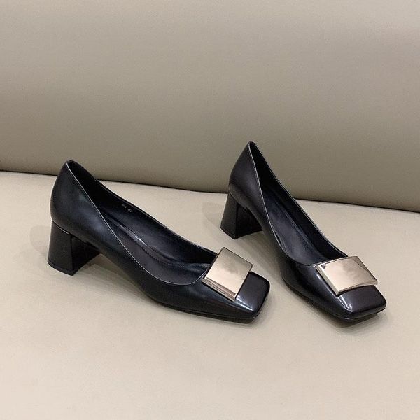 dress shoes thick heel sandals female brand fashion square toe office pumps genuine leather shallow, Black
dress shoes thick heel sandals female brand fashion square toe office pumps genuine leather shallow, Black