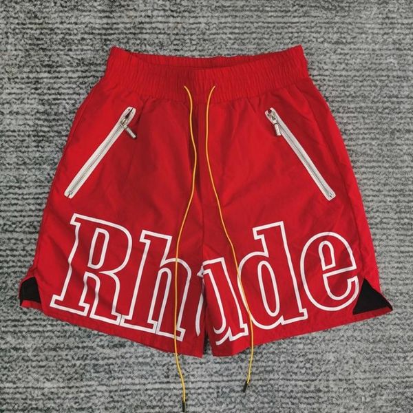 men's shorts 2021 red logo men women premium nylon twin zipper pockets extended drawstrings breeches, White;black
men's shorts 2021 red logo men women premium nylon twin zipper pockets extended drawstrings breeches, White;black