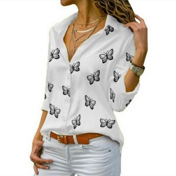 spring/autumn multi-color butterfly print single-row button cardigan loose-rimmed collared chiffon shirt girl women's blouses & shirts, White
spring/autumn multi-color butterfly print single-row button cardigan loose-rimmed collared chiffon shirt girl women's blouses & shirts, White