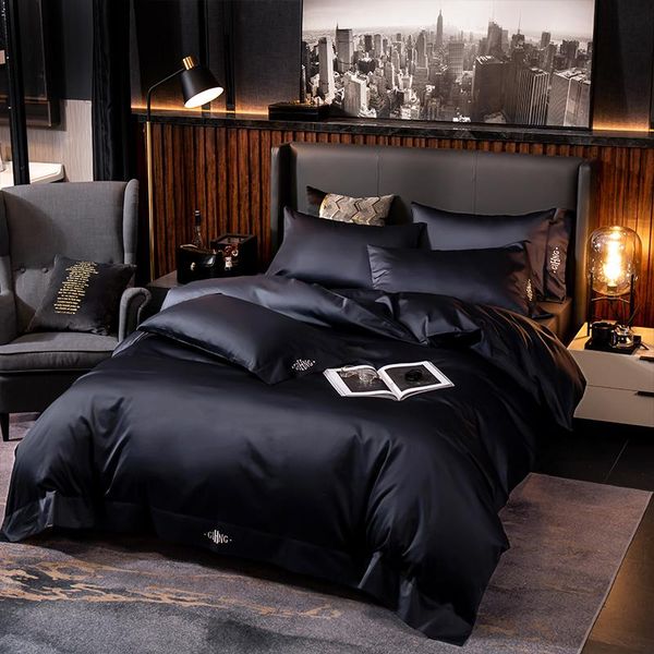 black egyptian cotton bedding sets king size embroidery bed duvet cover sheets/fitted sheet linen set el
black egyptian cotton bedding sets king size embroidery bed duvet cover sheets/fitted sheet linen set el