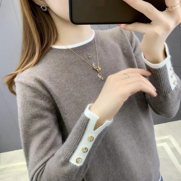 women's sweaters autumn winter 2021 women korean loose long sleeve sweater ladies knitted pullover solid kintting jumper bottoming shi, White;black 
women's sweaters autumn winter 2021 women korean loose long sleeve sweater ladies knitted pullover solid kintting jumper bottoming shi, White;black