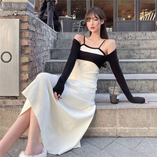 party dresses suspender women's spring 2021 hepburn contrast medium length skirt dress two piece shawl set fhgq, White;black
party dresses suspender women's spring 2021 hepburn contrast medium length skirt dress two piece shawl set fhgq, White;black