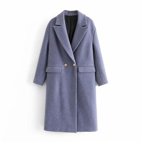 women's wool & blends autumn winter women textured coat double-breasted metal buttons casual elegant warm windbreaker outerwear female, Black
women's wool & blends autumn winter women textured coat double-breasted metal buttons casual elegant warm windbreaker outerwear female, Black