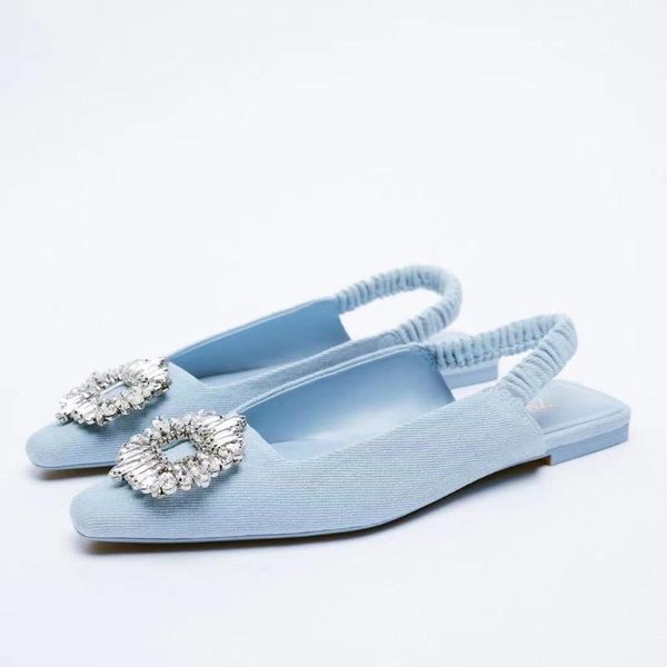 sandals women's flat shoes blue denim fabric pointed rhinestone casual mules back slap, Black
sandals women's flat shoes blue denim fabric pointed rhinestone casual mules back slap, Black