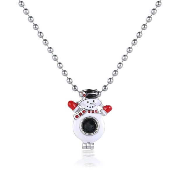 pendant necklaces christmas snowman charm necklace essential oil volcanic stone selling hollow fashion jewelry, Silver 
pendant necklaces christmas snowman charm necklace essential oil volcanic stone selling hollow fashion jewelry, Silver