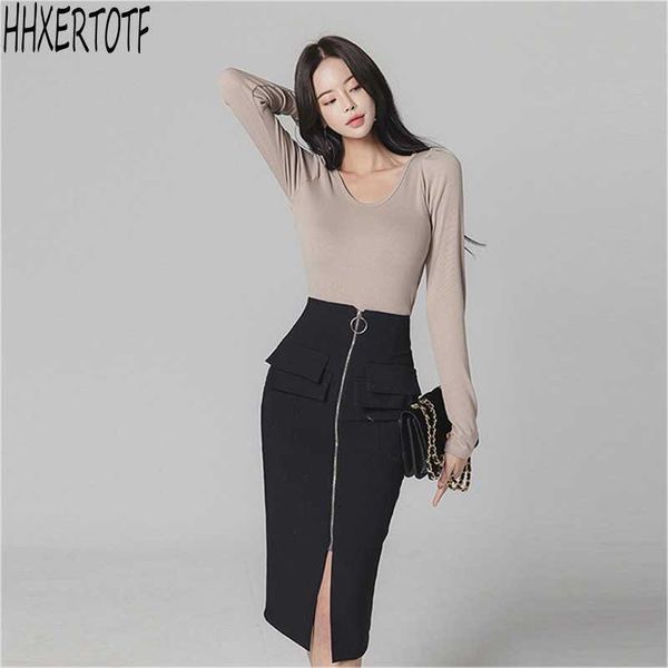 spring 2 pieces set casual round neck t-shirt + high waist pocket sheath pencil skirt skirt suit sets 210531, White
spring 2 pieces set casual round neck t-shirt + high waist pocket sheath pencil skirt skirt suit sets 210531, White