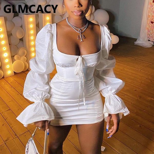 casual dresses puff sleeve square neck bodycon mini dress, Black;gray 
casual dresses puff sleeve square neck bodycon mini dress, Black;gray