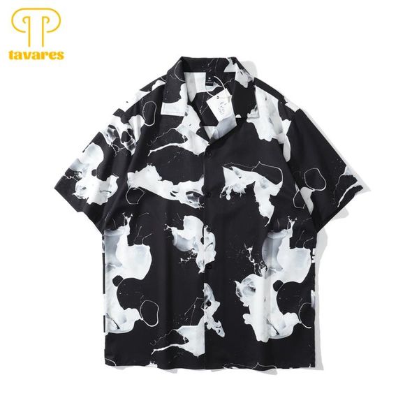 men's casual shirts tavares men summer short sleeve shirt black white tie dye gothic women hawaii beach blouses oversize cardigans, White;black
men's casual shirts tavares men summer short sleeve shirt black white tie dye gothic women hawaii beach blouses oversize cardigans, White;black