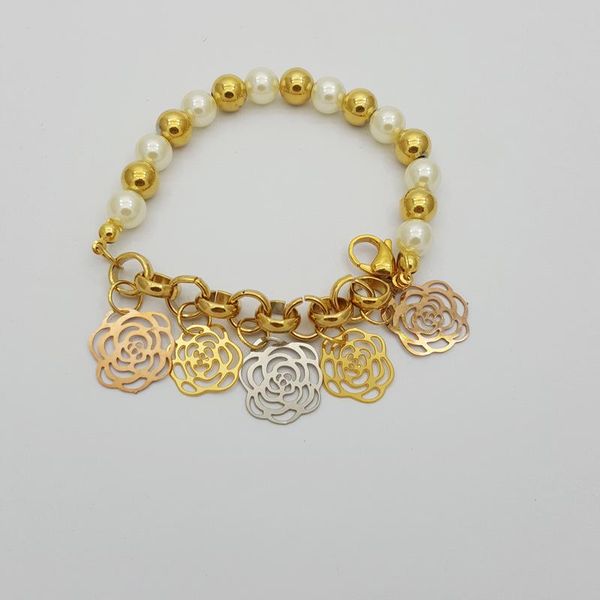 charm bracelets gold stainless steel pearl bracelet bear pattern tri-color flower tail jewell, Golden;silver
charm bracelets gold stainless steel pearl bracelet bear pattern tri-color flower tail jewell, Golden;silver