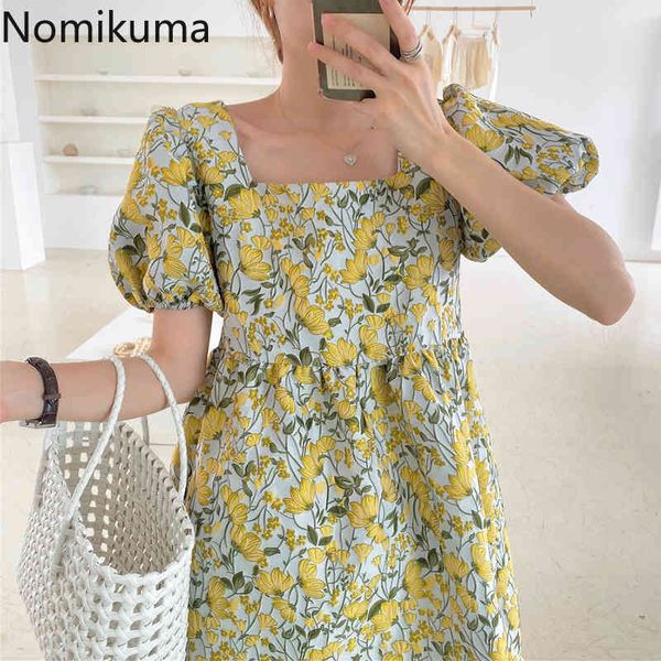 nomikuma korean style summer dress women square collar puff sleeve robe femme floral printed chic dresses vestidos 210514, Black;gray
nomikuma korean style summer dress women square collar puff sleeve robe femme floral printed chic dresses vestidos 210514, Black;gray