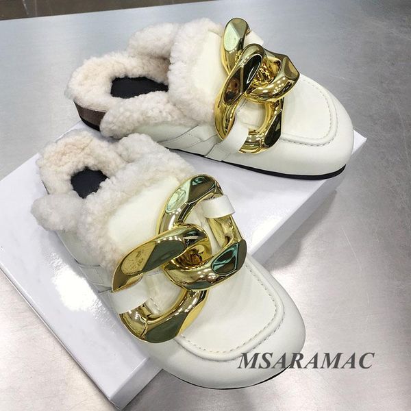 slippers winter white leather sheepskin-lined flat-bottom round-toed women's mules warm outer wear, Black
slippers winter white leather sheepskin-lined flat-bottom round-toed women's mules warm outer wear, Black