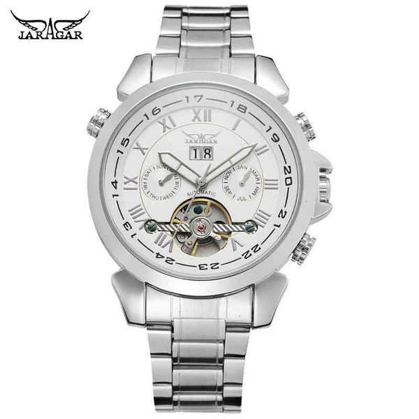 self-wind clock automatic jaragar man luxury mechanical rustless steel tape complete calendar s, Slivery;brown
self-wind clock automatic jaragar man luxury mechanical rustless steel tape complete calendar s, Slivery;brown