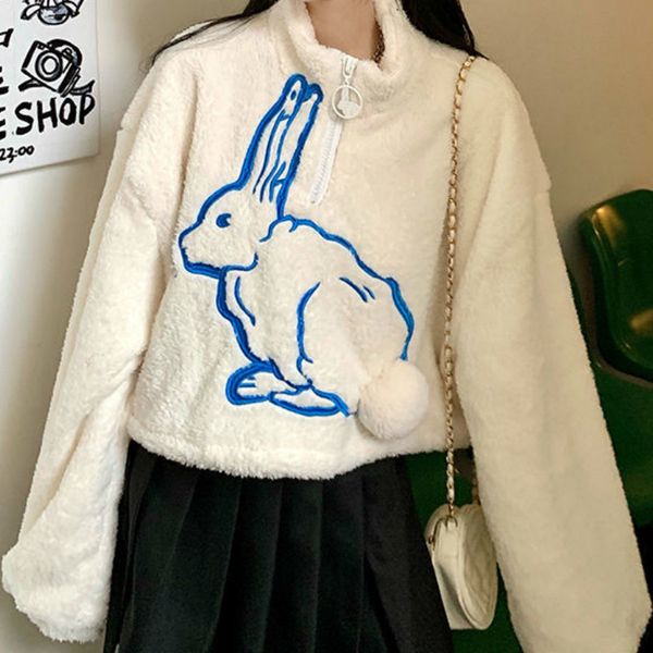 women's blouses & shirts female deep kawaii sweatshirt for autumn and winter, long sleeve shirt with rabbit print, hood 9d9u, White
women's blouses & shirts female deep kawaii sweatshirt for autumn and winter, long sleeve shirt with rabbit print, hood 9d9u, White