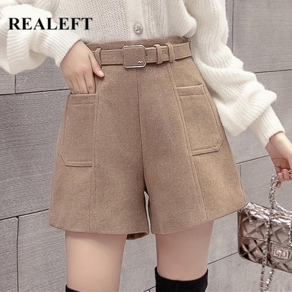 women's shorts realeft autumn winter woolen with belted 2021 solid casual high waist office wide leg trousers female pockets, White;black
women's shorts realeft autumn winter woolen with belted 2021 solid casual high waist office wide leg trousers female pockets, White;black