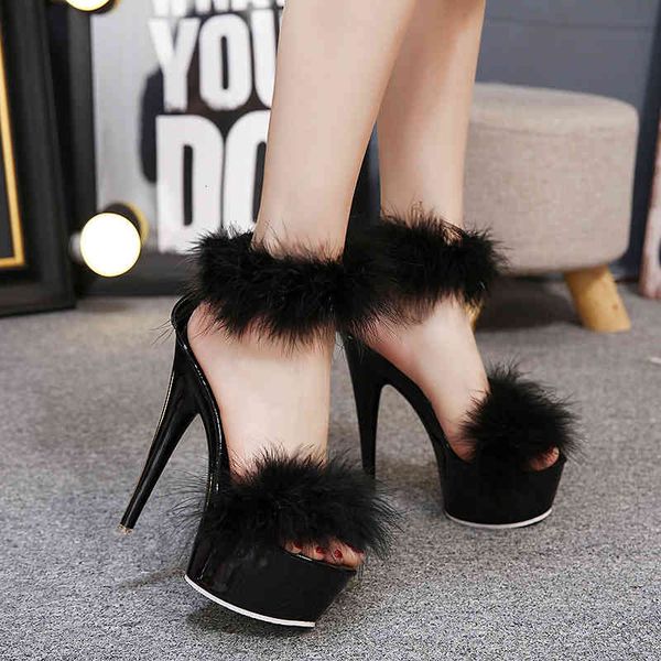 sandals mclubgirl women's high-heeled sandals, black platform thin shoes, ultra-high plush lfd gmh6