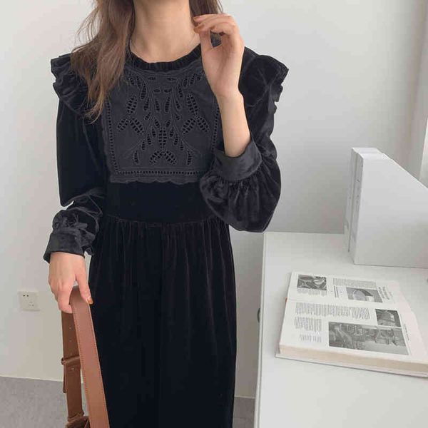 dresses women es ruffles loose lace veet long gentle sweet french solid elegant chic female fashion clothe, Black;gray
dresses women es ruffles loose lace veet long gentle sweet french solid elegant chic female fashion clothe, Black;gray