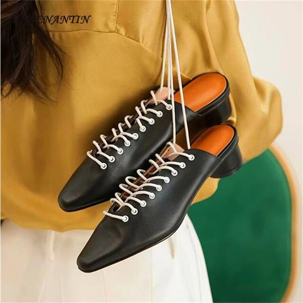 slippers leather lace up mid-heel muller shoes spring and summer british style pointed chic casual comfortable half female, Black
slippers leather lace up mid-heel muller shoes spring and summer british style pointed chic casual comfortable half female, Black