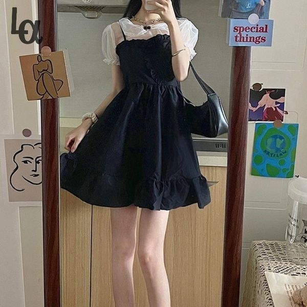 summer black vintage hepburn dresses women elegant korean gothic high waist kawaii casual sweet party dress 210519, White
summer black vintage hepburn dresses women elegant korean gothic high waist kawaii casual sweet party dress 210519, White