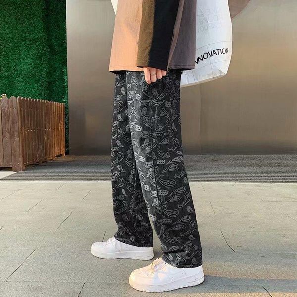 men's jeans cashew flower black straight tube loose spring and autumn summer korean fashion baggy pants denim trousers, Blue
men's jeans cashew flower black straight tube loose spring and autumn summer korean fashion baggy pants denim trousers, Blue