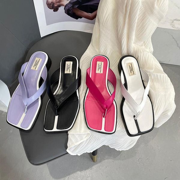 mixed colors separated toe outdoor slippers women elegant med heel summer sandals beach slides flip flops, Black
mixed colors separated toe outdoor slippers women elegant med heel summer sandals beach slides flip flops, Black