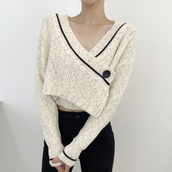 sweater women knitted sweaters autumn solid single button v-neck fashion elegant vintage sweet all-match female crop pull femme mo6m, White;black
sweater women knitted sweaters autumn solid single button v-neck fashion elegant vintage sweet all-match female crop pull femme mo6m, White;black