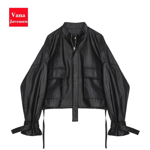 women's jackets pu leather jacket women loose big pocket long sleeves coat woman outwear cuff strap turtleneck zip ladies streetwear 20, Black;brown
women's jackets pu leather jacket women loose big pocket long sleeves coat woman outwear cuff strap turtleneck zip ladies streetwear 20, Black;brown