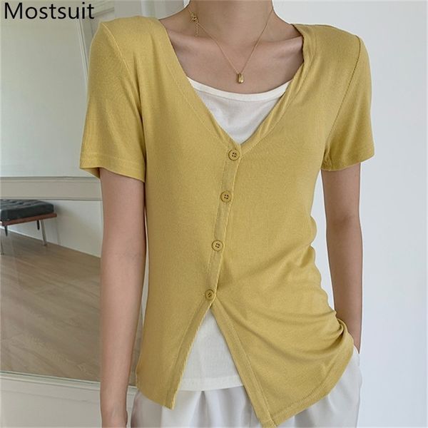 summer fake two pieces knitted cardigan women short sleeve o-neck slim knitwear sweater korean solid vintage fashion jumpers 210513, White;black
summer fake two pieces knitted cardigan women short sleeve o-neck slim knitwear sweater korean solid vintage fashion jumpers 210513, White;black
