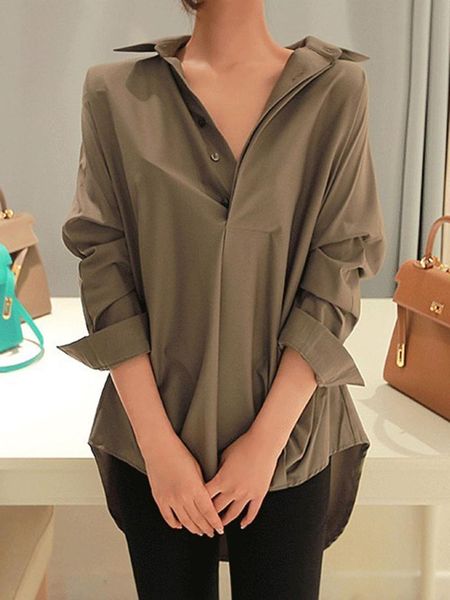women's blouses & shirts solid women blouse army green spring korean office ladies elegant long sleeve loose fashion causal plain femal, White
women's blouses & shirts solid women blouse army green spring korean office ladies elegant long sleeve loose fashion causal plain femal, White